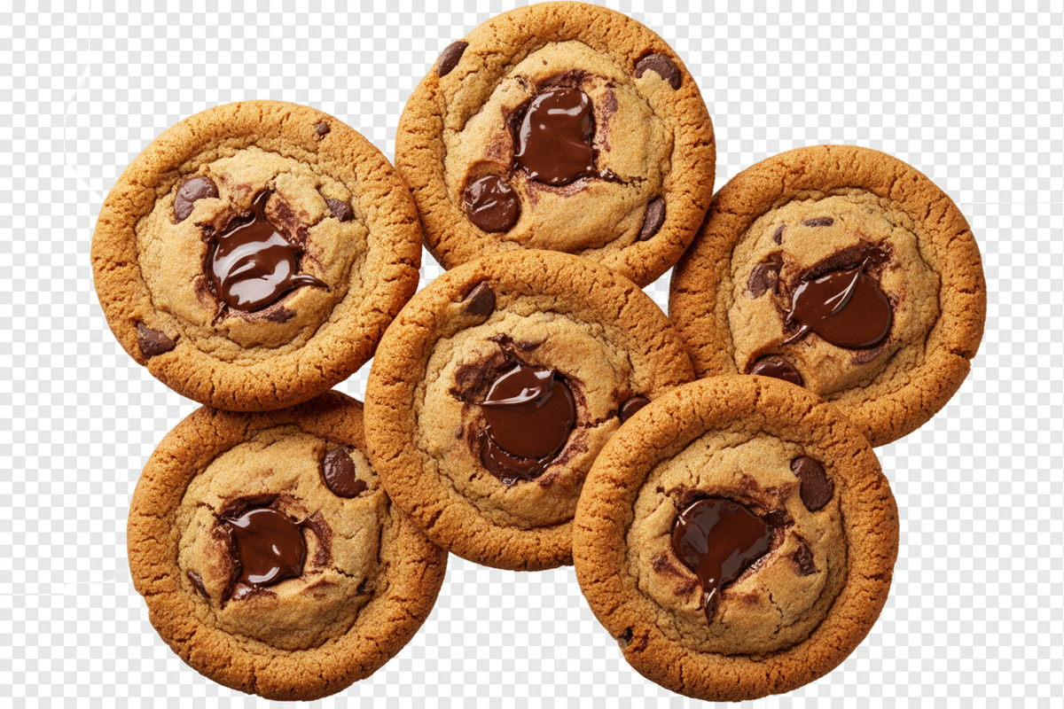 1/2 dozen chocolate chip cookies no background