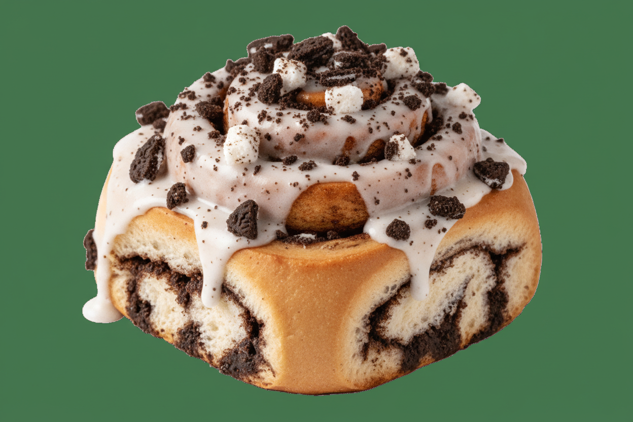 cookies and cream cinnamon roll no background
