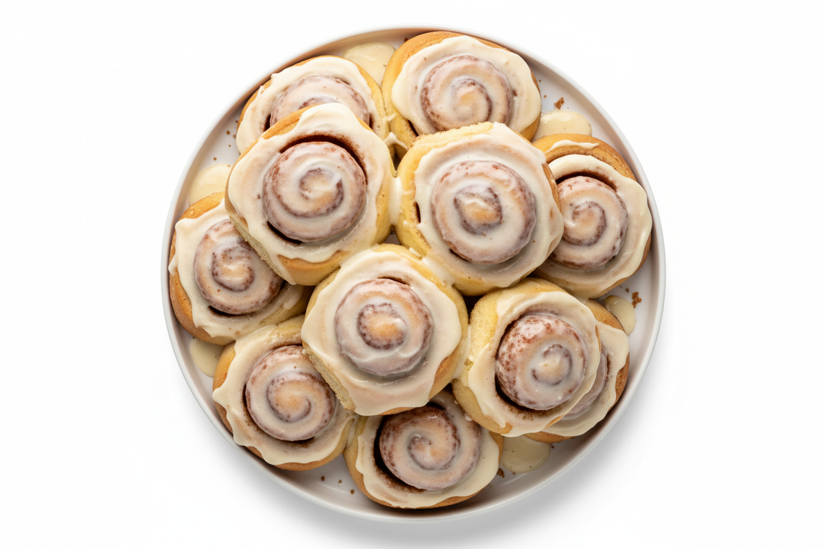 plate of cinnamon rolls no background