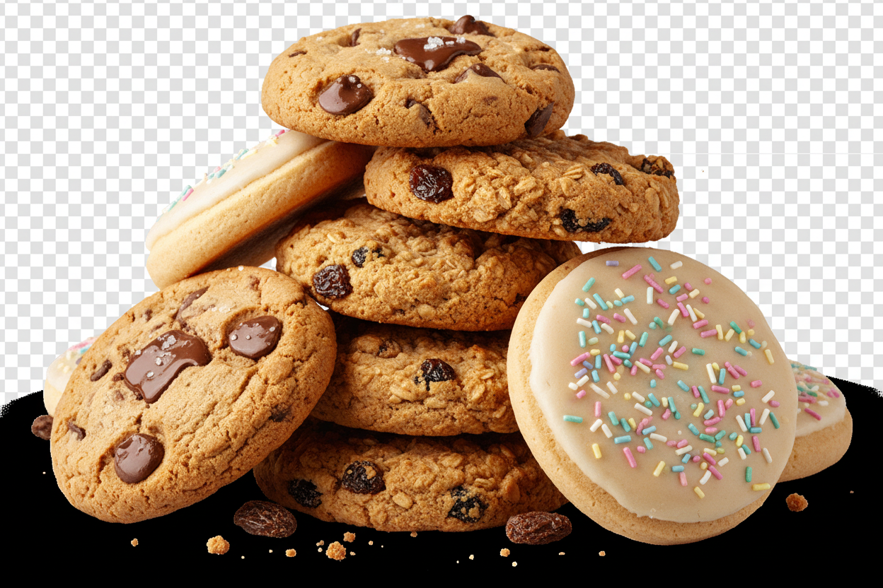 stack of cookies no background
